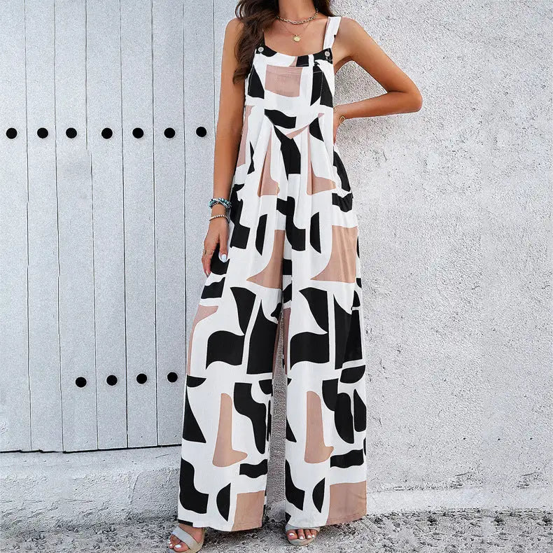 Fashion Print Square Neck Jumpsuit